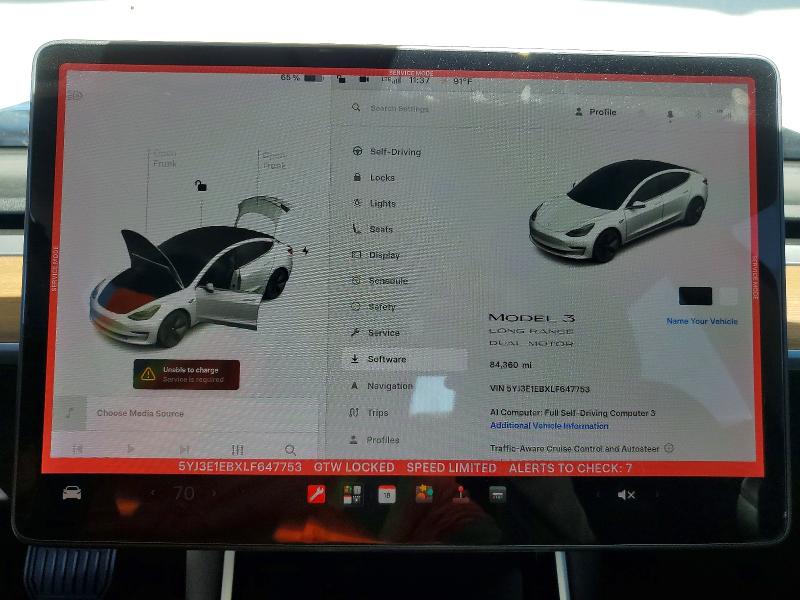 2020 Tesla Model 3 მანქანა იყიდება აუქციონზე, vin: 5YJ3E1EBXLF647753, აუქციონის ნომერი: 68087226