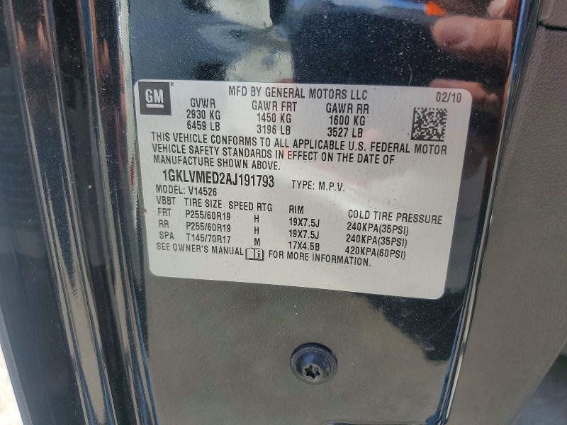Продаж на аукціоні авто 2010 Gmc Acadia, vin: 1GKLVMED2AJ191793, номер лоту: 67536576