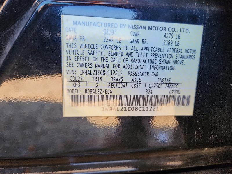 Продажа на аукционе авто 2008 Nissan Altima, vin: 1N4AL21E08C112217, номер лота: 68594636