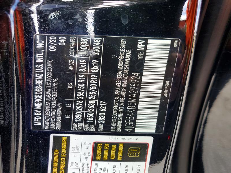 68623116 :رقم المزاد ، 4JGFB4KB5MA298924 vin ، 2021 Mercedes-benz Gle مزاد بيع