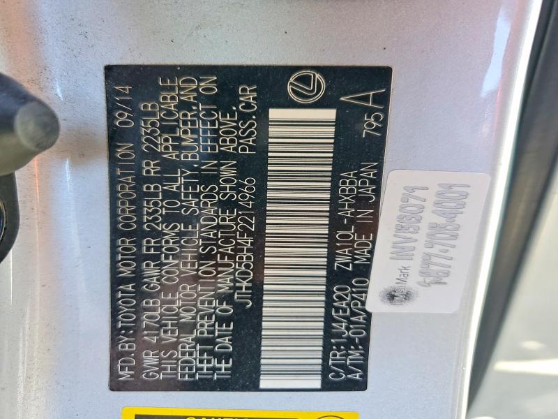 67218976 :رقم المزاد ، JTHKD5BH4F2214966 vin ، 2015 Lexus Ct مزاد بيع