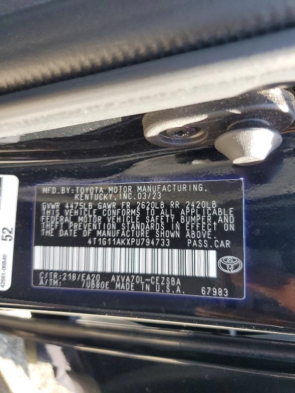 Продаж на аукціоні авто 2023 Toyota Camry, vin: 4T1G11AKXPU794733, номер лоту: 69774026