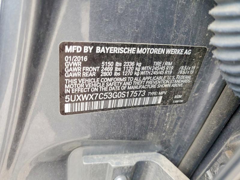 2016 Bmw X3 მანქანა იყიდება აუქციონზე, vin: 5UXWX7C53G0S17573, აუქციონის ნომერი: 69223956