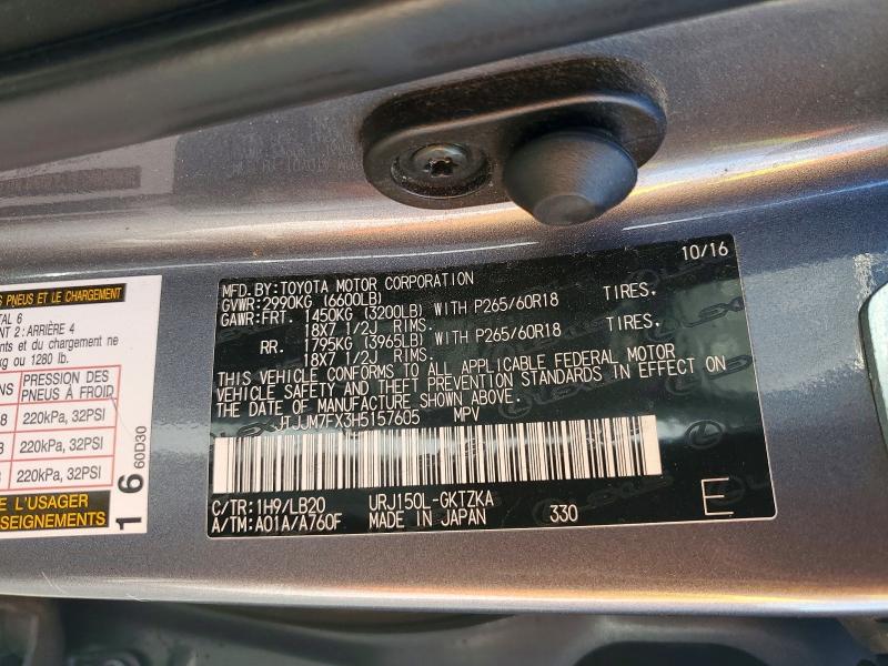 Aukcja sprzedaży 2017 Lexus Gx, vin: JTJJM7FX3H5157605, numer aukcji: 67345516