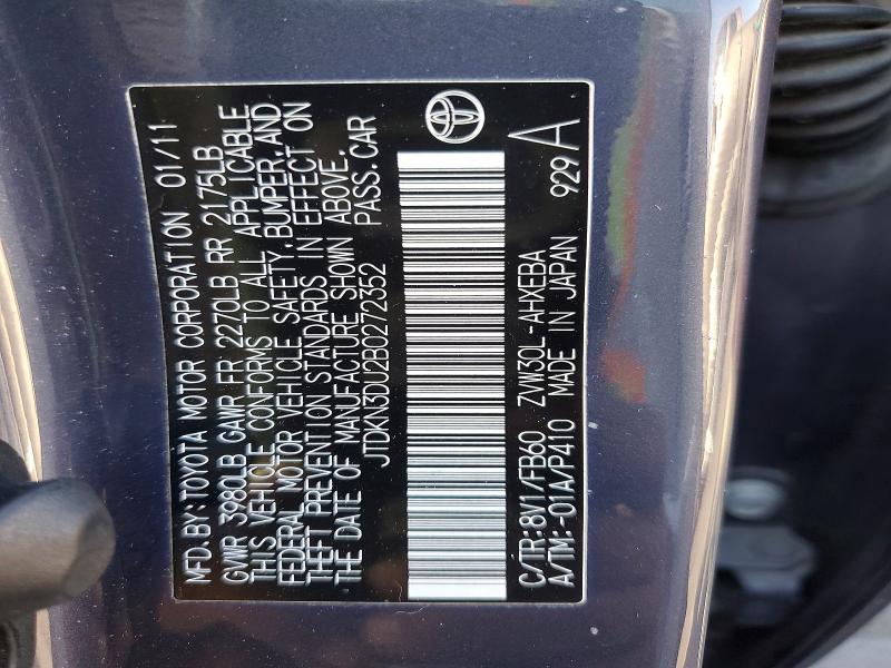 Aukcja sprzedaży 2011 Toyota Prius, vin: JTDKN3DU2B0272352, numer aukcji: 69571036