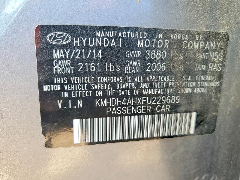 Продажа на аукционе авто 2015 Hyundai Elantra, vin: KMHDH4AHXFU229689, номер лота: 70701406
