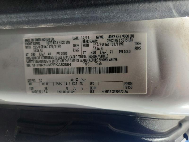 2015 Ford Transit მანქანა იყიდება აუქციონზე, vin: 1FTNR1CM7FKA52884, აუქციონის ნომერი: 68619156
