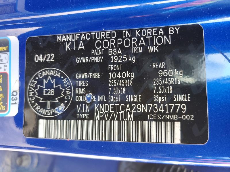 Aukcja sprzedaży 2022 Kia Seltos, vin: KNDETCA29N7341779, numer aukcji: 67247356