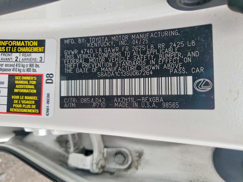 69438226 :رقم المزاد ، 58ADA1C13SU067264 vin ، 2025 Lexus Es 300h مزاد بيع