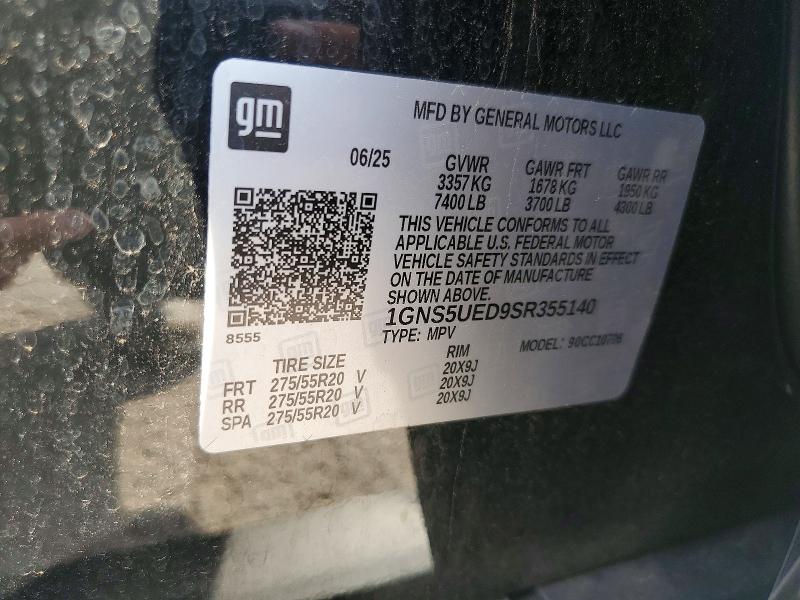 69958326 :رقم المزاد ، 1GNS5UED9SR355140 vin ، 2025 Chevrolet Tahoe مزاد بيع
