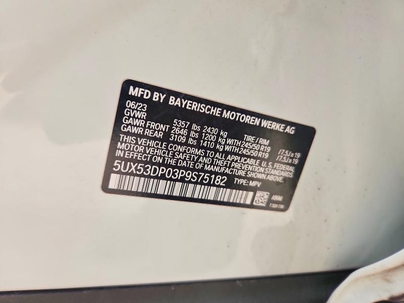 Aukcja sprzedaży 2023 Bmw X3, vin: 5UX53DP03P9S75182, numer aukcji: 67955666