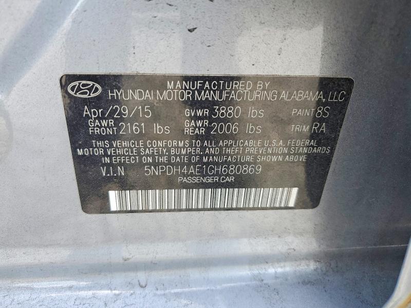 Aukcja sprzedaży 2016 Hyundai Elantra, vin: 5NPDH4AE1GH680869, numer aukcji: 68258306