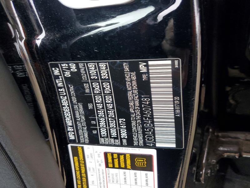 67183006 :رقم المزاد ، 4JGDA5JB4FA607481 vin ، 2015 Mercedes-benz Ml مزاد بيع