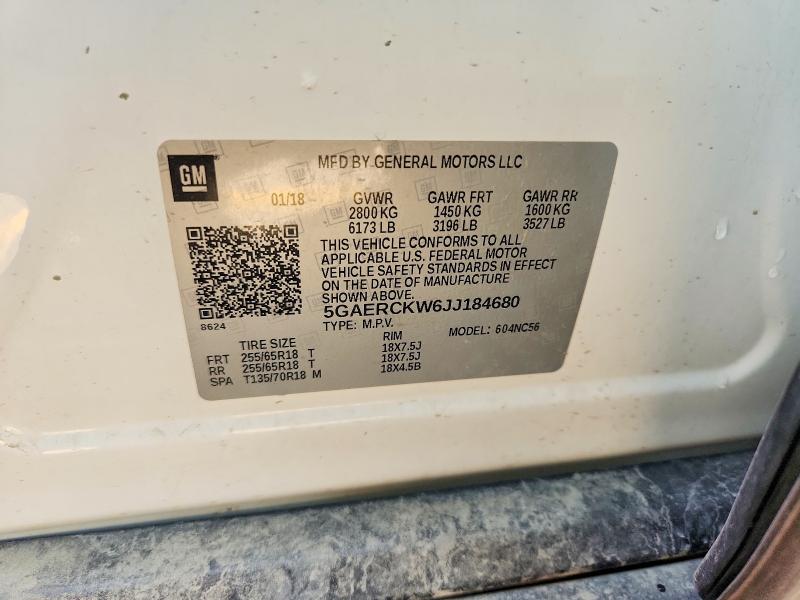 Продажа на аукционе авто 2018 Buick Enclave, vin: 5GAERCKW6JJ184680, номер лота: 69118436