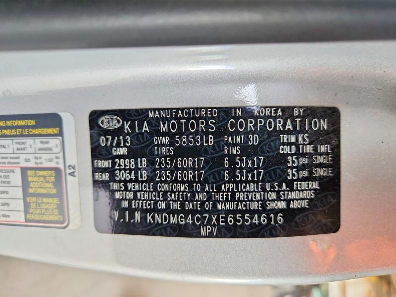 70079696 :رقم المزاد ، KNDMG4C7XE6554616 vin ، 2014 Kia Sedona مزاد بيع