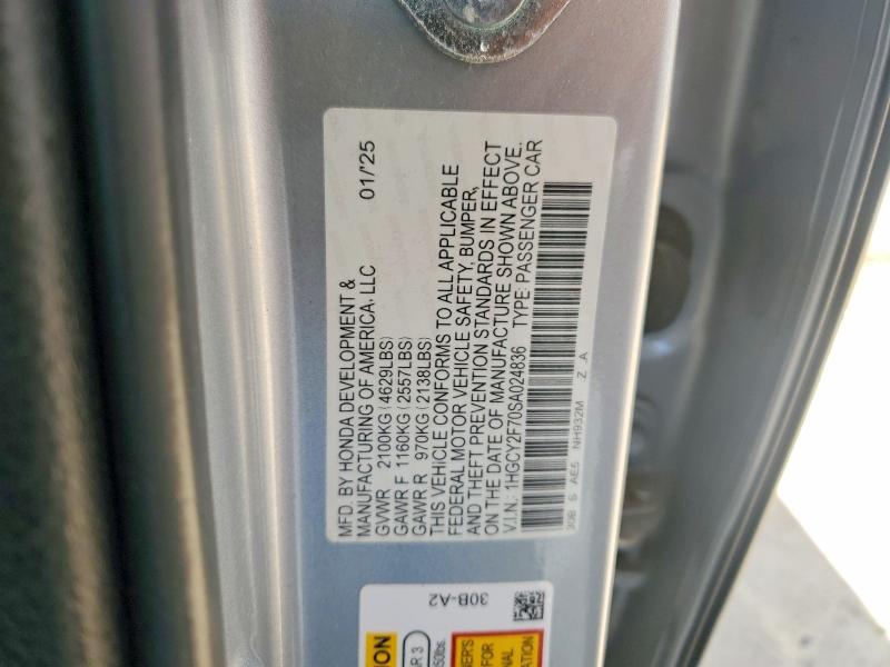 67759626 :رقم المزاد ، 1HGCY2F70SA024836 vin ، 2025 Honda Accord مزاد بيع