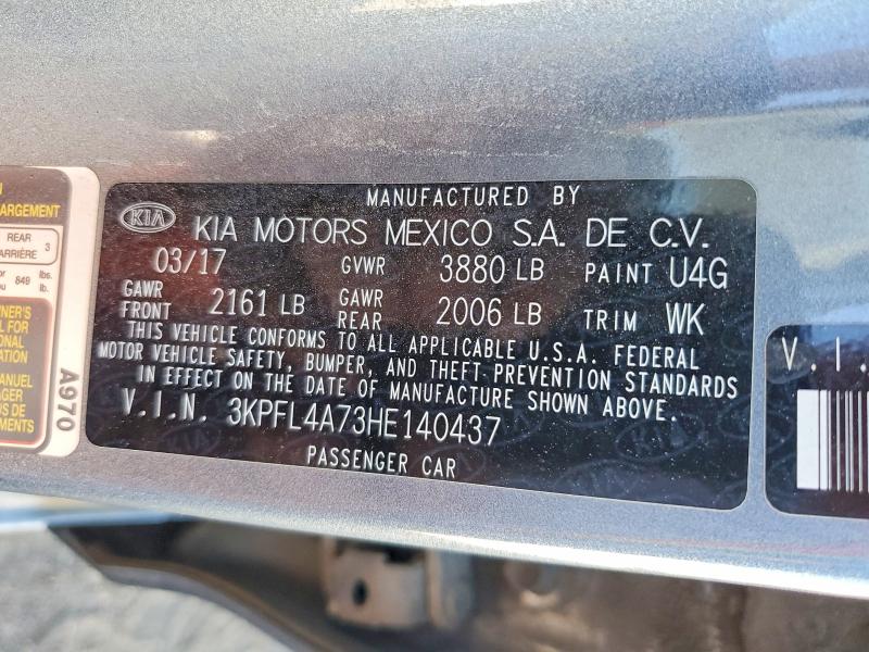 67254126 :رقم المزاد ، 3KPFL4A73HE140437 vin ، 2017 Kia Forte مزاد بيع