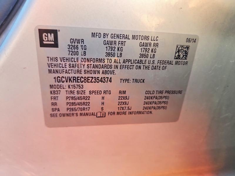 2014 Chevrolet Silverado მანქანა იყიდება აუქციონზე, vin: 1GCVKREC8EZ354374, აუქციონის ნომერი: 65151576