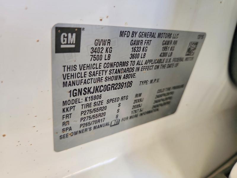 Auction sale of the 2016 Chevrolet Suburban, vin: 1GNSKJKC0GR239108, lot number: 67516616