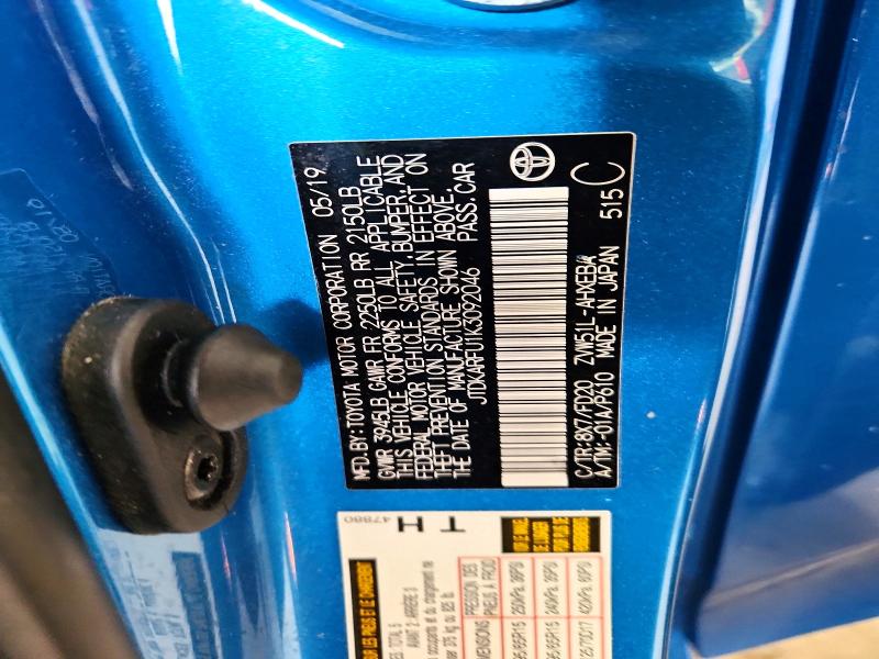 Auction sale of the 2019 Toyota Prius, vin: JTDKARFU1K3092046, lot number: 69872726