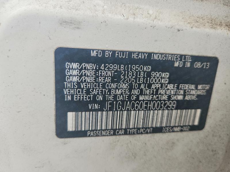 66395926 :رقم المزاد ، JF1GJAC60EH003299 vin ، 2014 Subaru Impreza مزاد بيع