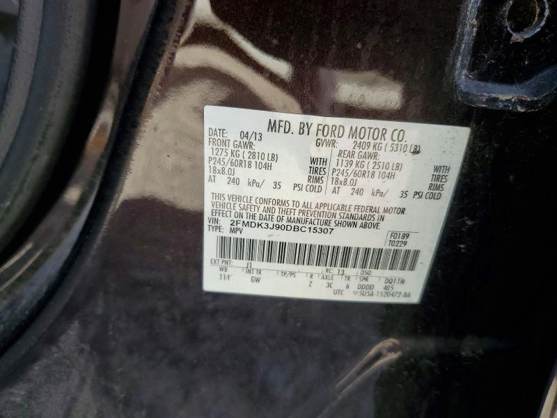 69844806 :رقم المزاد ، 2FMDK3J90DBC15307 vin ، 2013 Ford Edge مزاد بيع
