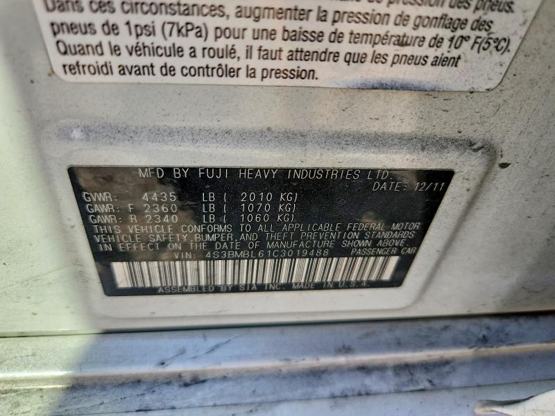Aukcja sprzedaży 2012 Subaru Legacy, vin: 4S3BMBL61C3019488, numer aukcji: 68506846