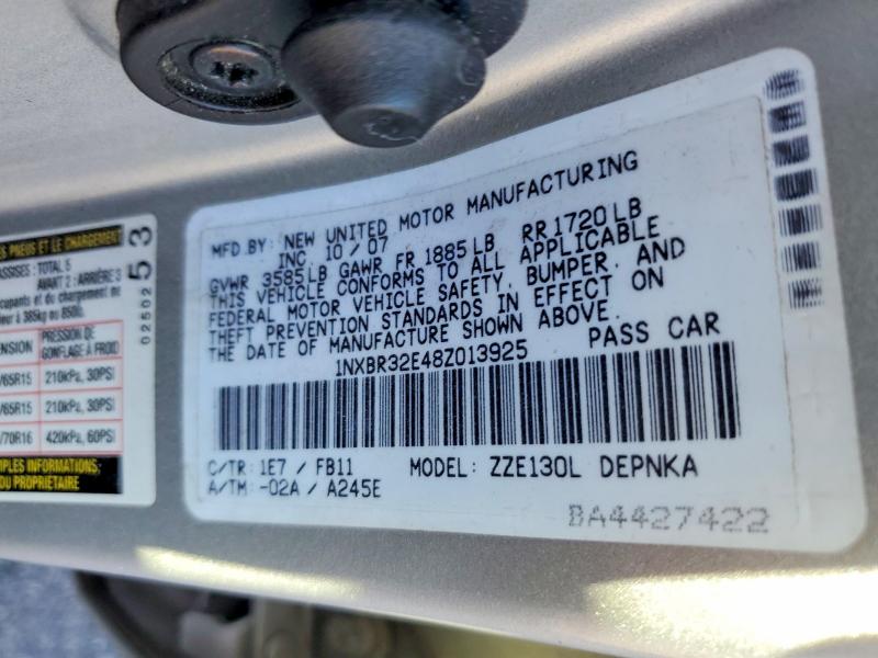 71242006 :رقم المزاد ، 1NXBR32E48Z013925 vin ، 2008 Toyota Corolla مزاد بيع