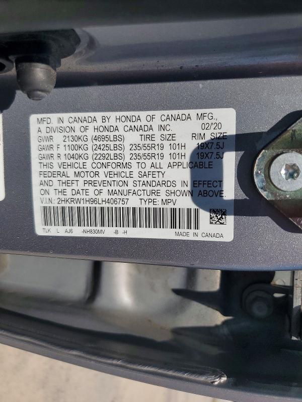 Продаж на аукціоні авто 2020 Honda Cr-v, vin: 2HKRW1H96LH406757, номер лоту: 66989176