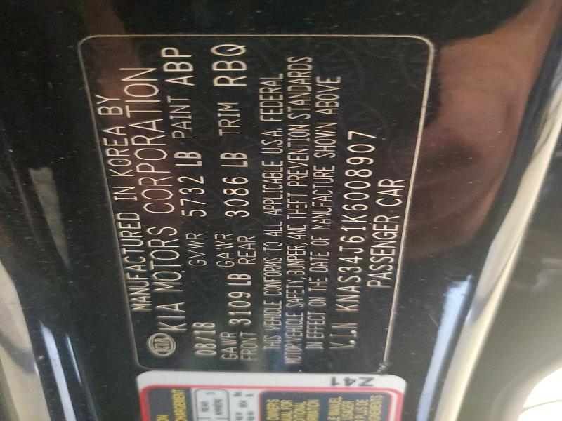 68742306 :رقم المزاد ، KNAS34J61K6008907 vin ، 2019 Kia K900 مزاد بيع