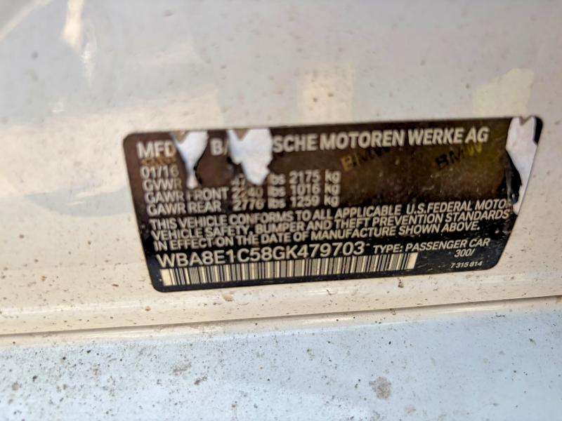 Aukcja sprzedaży 2016 Bmw 330e, vin: WBA8E1C58GK479703, numer aukcji: 68580716