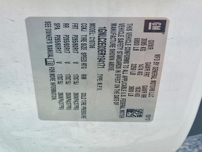 65962866 :رقم المزاد ، 1GNLC2E03ER194171 vin ، 2014 Chevrolet Tahoe مزاد بيع