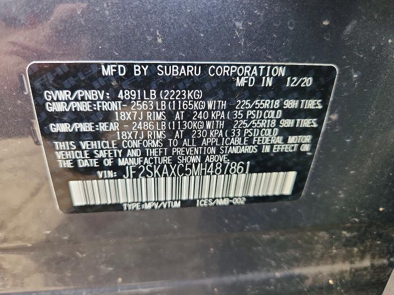 Продаж на аукціоні авто 2021 Subaru Forester, vin: JF2SKAXC5MH487861, номер лоту: 70476786