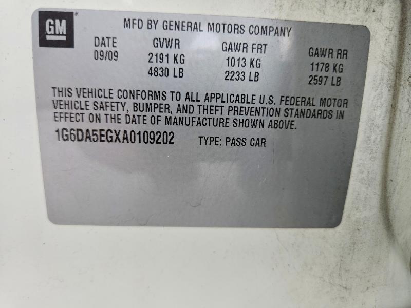 2010 Cadillac Cts მანქანა იყიდება აუქციონზე, vin: 1G6DA5EGXA0109202, აუქციონის ნომერი: 70366256