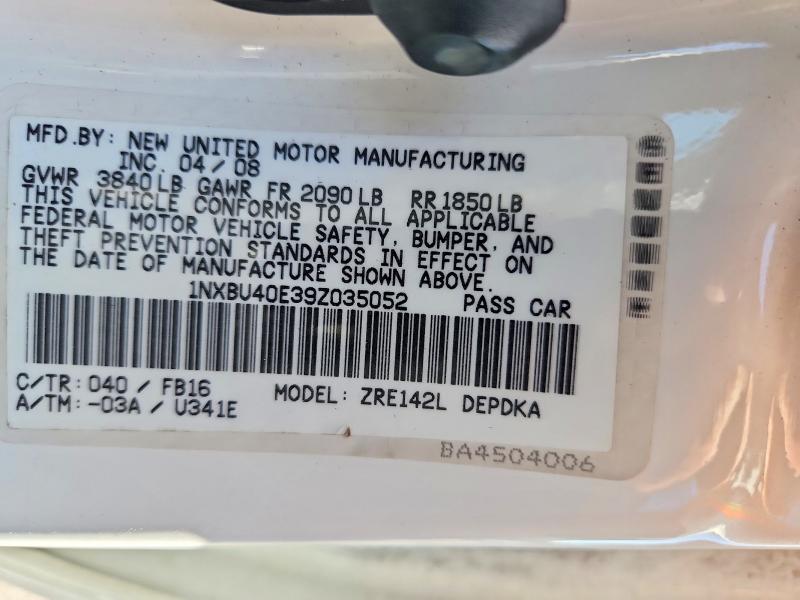 Aukcja sprzedaży 2009 Toyota Corolla, vin: 1NXBU40E39Z035052, numer aukcji: 70332726