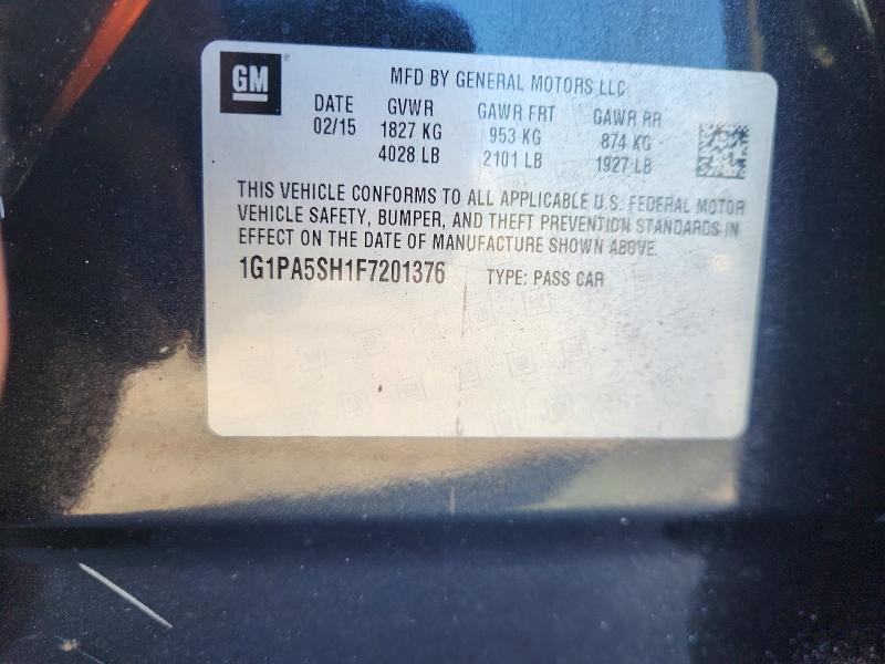 70357676 :رقم المزاد ، 1G1PA5SH1F7201376 vin ، 2015 Chevrolet Cruze مزاد بيع