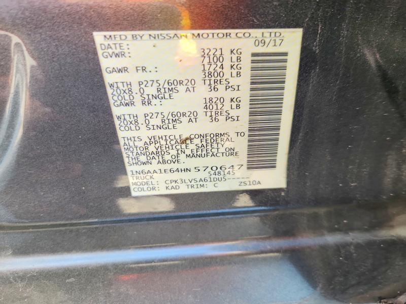 67521166 :رقم المزاد ، 1N6AA1E64HN570647 vin ، 2017 Nissan Titan مزاد بيع