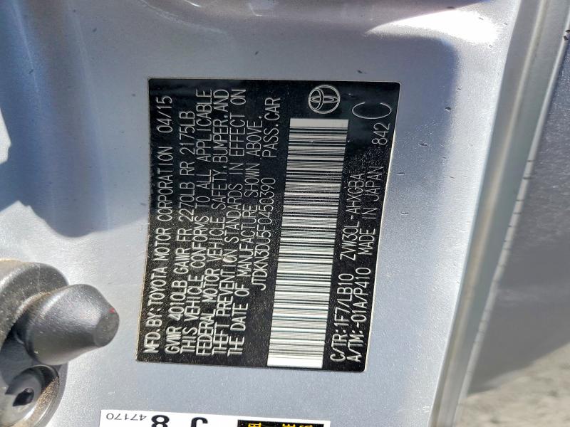 70138466 :رقم المزاد ، JTDKN3DU5F0450390 vin ، 2015 Toyota Prius مزاد بيع