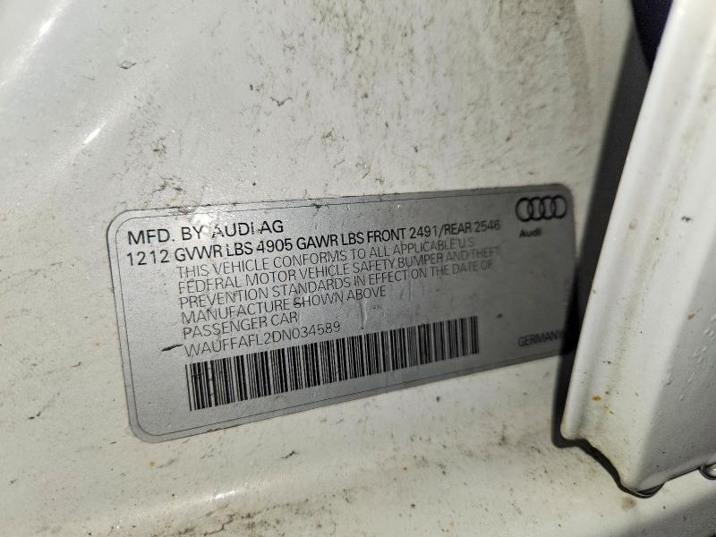 70473966 :رقم المزاد ، WAUFFAFL2DN034589 vin ، 2013 Audi A4 مزاد بيع