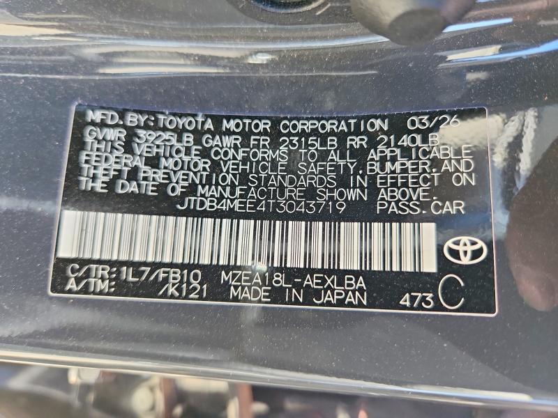 Продажа на аукционе авто 2026 Toyota Corolla, vin: JTDB4MEE4T3043719, номер лота: 67114906