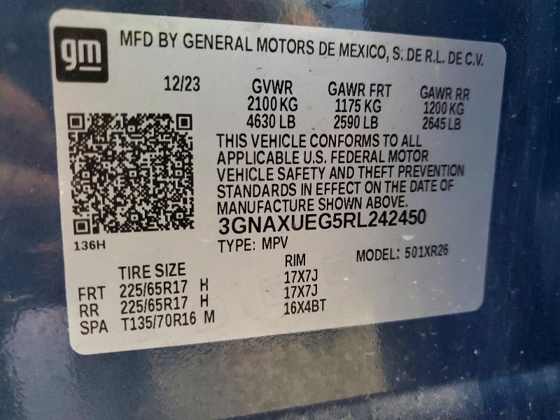Aukcja sprzedaży 2024 Chevrolet Equinox, vin: 3GNAXUEG5RL242450, numer aukcji: 67722866