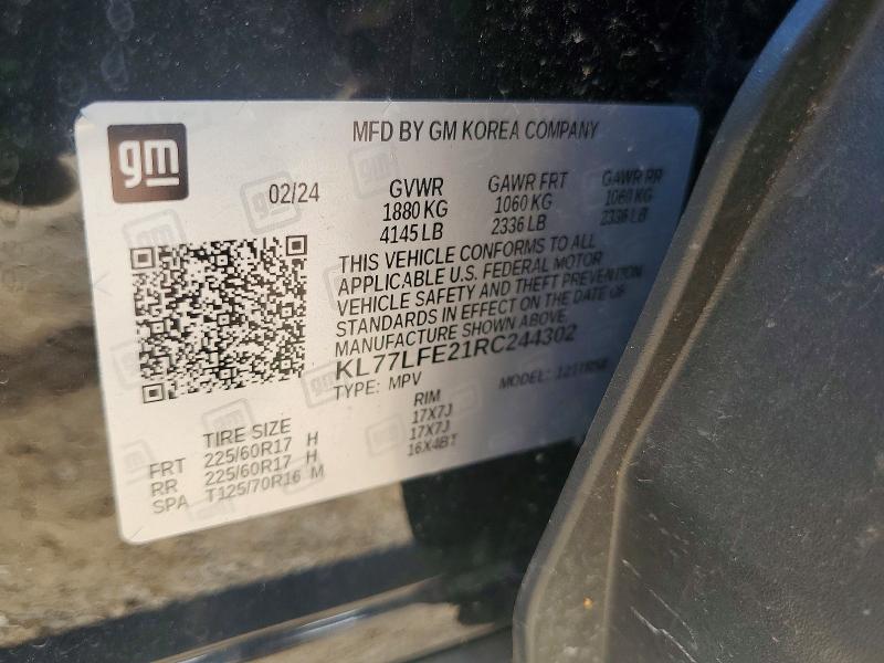 65053686 :رقم المزاد ، KL77LFE21RC244302 vin ، 2024 Chevrolet Trax مزاد بيع