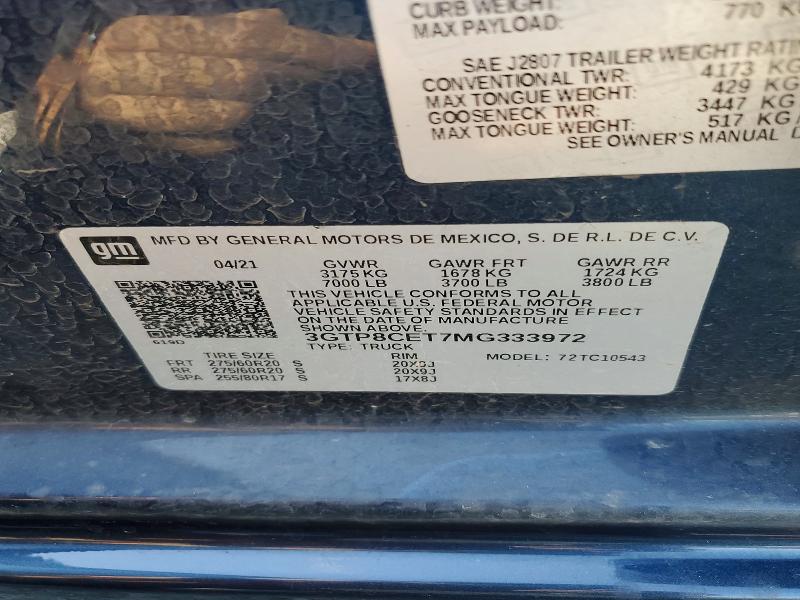 Продажа на аукционе авто 2021 Gmc Sierra, vin: 3GTP8CET7MG333972, номер лота: 67431146