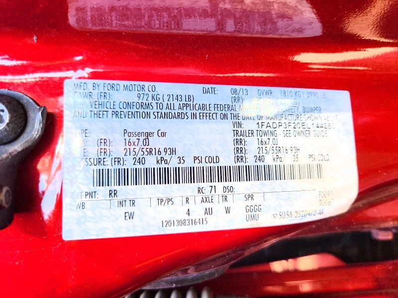 Продаж на аукціоні авто 2014 Ford Focus, vin: 1FADP3F20EL144280, номер лоту: 69448096