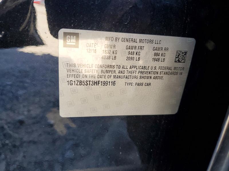 69856006 :رقم المزاد ، 1G1ZB5ST3HF199116 vin ، 2017 Chevrolet Malibu مزاد بيع