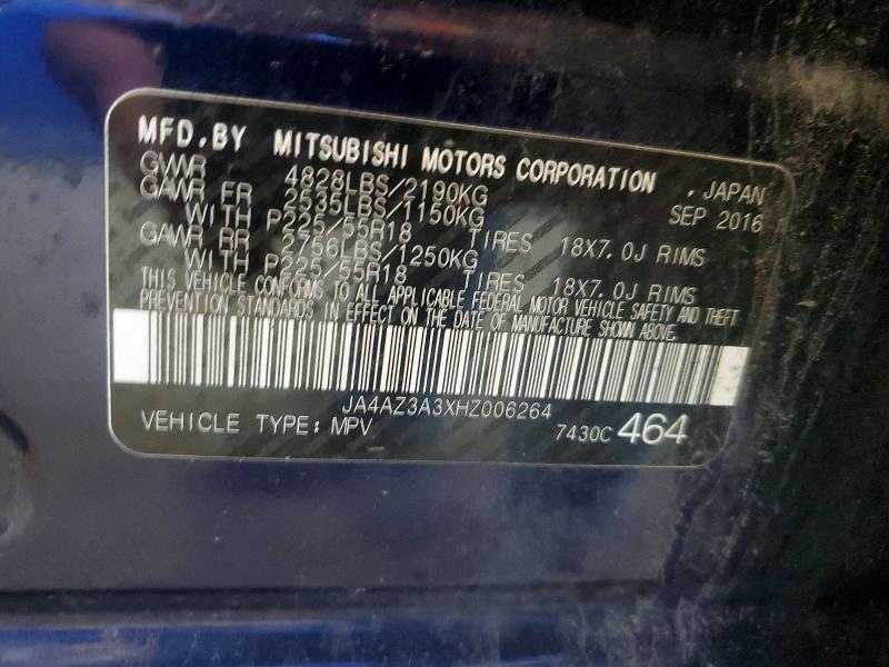 Aukcja sprzedaży 2017 Mitsubishi Outlander, vin: JA4AZ3A3XHZ006264, numer aukcji: 68887636