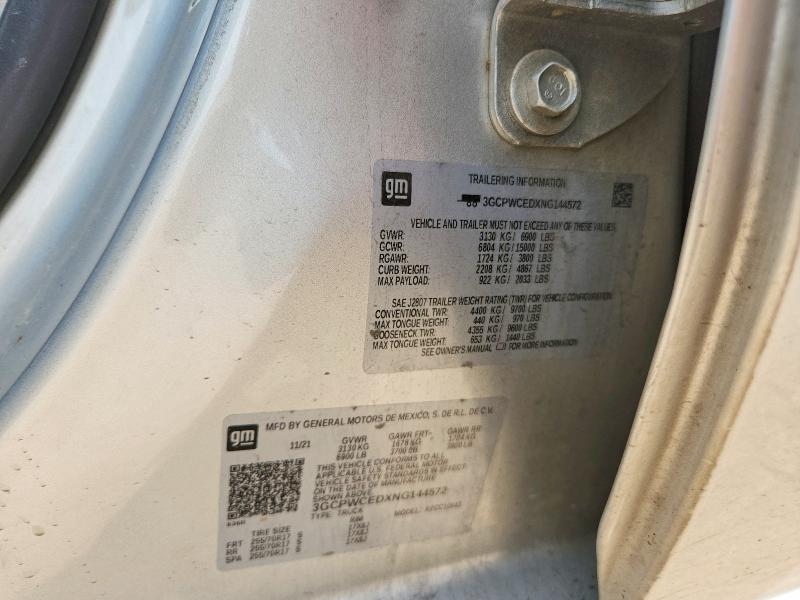 67780186 :رقم المزاد ، 3GCPWCEDXNG144572 vin ، 2022 Chevrolet Silverado Ltd مزاد بيع