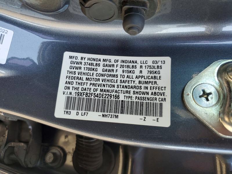 2013 Honda Civic მანქანა იყიდება აუქციონზე, vin: 19XFB2F54DE229166, აუქციონის ნომერი: 67378396