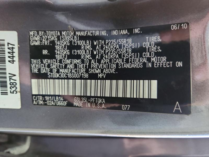 Aukcja sprzedaży 2011 Toyota Sienna, vin: 5TDDK3DC1BS007198, numer aukcji: 67504806