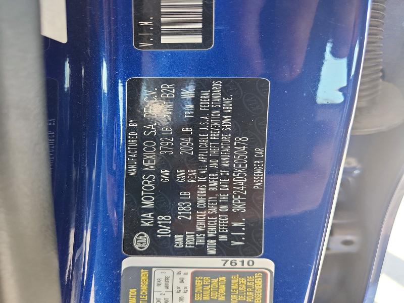Aukcja sprzedaży 2019 Kia Forte, vin: 3KPF24AD5KE050478, numer aukcji: 68369686